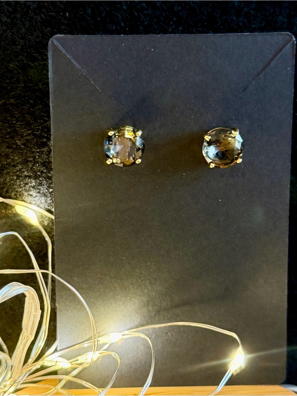 kate spade Gold-Set Smoky Crystal Stud Earrings